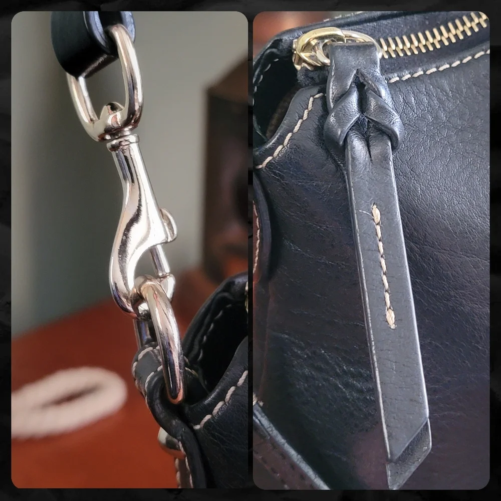 Dooney & Bourke Dillen Domed Satchel Black Pebbled Leather Crossbody Y2K